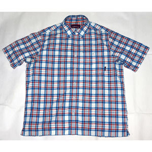 Orvis Men's Short Sleeve Button‎ Front Seersucker Shirt Size Large